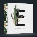 Boho Letter E Monogram | Tropical Cactus Monogram Binder<br><div class="desc">Customizable letter E monogram binder featuring watercolor cactus,  faux gold foil leaves and black watercolor brush accents. Personalize this tropical monogram binder by adding your name or other details. This boho letter E monogrammed binder will be perfect as a gift. Other letters are available.</div>