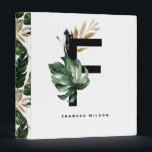 Boho Letter F Monogram | Tropical Leaves Monogram Binder<br><div class="desc">Customizable letter F monogram binder featuring watercolor montera leaf,  faux gold foil leaf and black watercolor brush accents. Personalize this tropical monogram binder by adding your name or other details. This boho letter F monogrammed binder will be perfect as a gift. Other letters are available.</div>