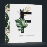 Boho Letter F Monogram | Tropical Leaves Monogram Binder<br><div class="desc">Customizable letter F monogram binder featuring watercolor montera leaf,  faux gold foil leaf and black watercolor brush accents. Personalize this tropical monogram binder by adding your name or other details. This boho letter F monogrammed binder will be perfect as a gift. Other letters are available.</div>