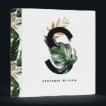 Boho Letter S Monogram Tropical Personalized Binder<br><div class="desc">Customizable letter S monogram binder featuring watercolor tropical monstera leaf,  faux gold foil leaf and black watercolor brush accents. Personalize this tropical monogram binder by your name or other details. This boho letter S monogram binder will be perfect as a gift. Other letters are available.</div>