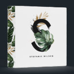 Boho Letter S Monogram Tropical Personalized Binder<br><div class="desc">Customizable letter S monogram binder featuring watercolor tropical monstera leaf,  faux gold foil leaf and black watercolor brush accents. Personalize this tropical monogram binder by your name or other details. This boho letter S monogram binder will be perfect as a gift. Other letters are available.</div>