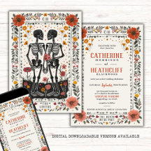 Boho Letterpress Style Skeleton Tarot Wedding