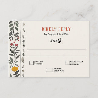 Boho Letterpress Style Skeleton Tarot Wedding RSVP Enclosure Card