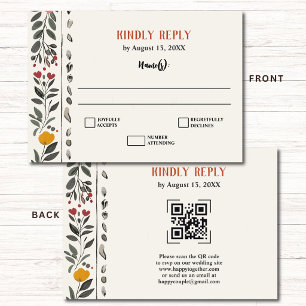Boho Letterpress Style Skeleton Tarot Wedding RSVP Enclosure Card