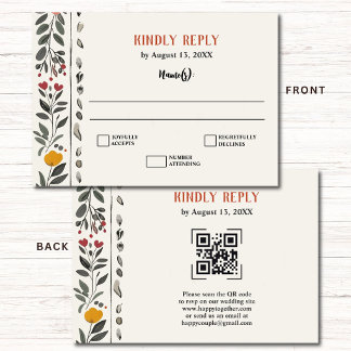 Boho Letterpress Style Skeleton Tarot Wedding RSVP Enclosure Card
