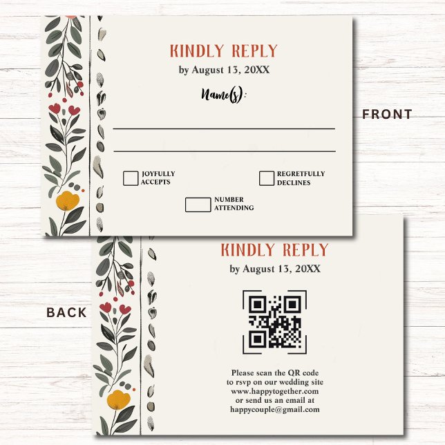 Boho Letterpress Style Skeleton Tarot Wedding RSVP Enclosure Card (Creator Uploaded)