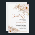Boho Light Blush Floral Pampas Grass 16th Birthday Invitation<br><div class="desc">Boho Light Blush Floral Pampas Grass 16th Birthday Invitation Bohemian inspired sweet 16 birthday invitation featuring two light blush or pale pink floral arrangements with pampas grass and a modern calligraphy image as a heading in a faux rose gold texture. Ideal for anyone looking for a bohemian inspired sweet sixteen...</div>