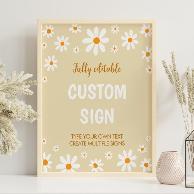 Boho Light Daisy First Birthday Custom Sign (Creator Uploaded)