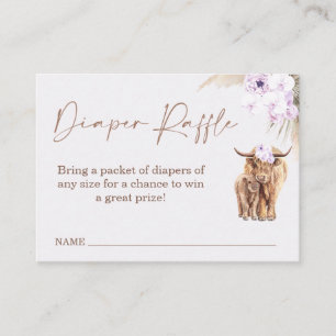 Boho Lilac Cow Baby Shower Diaper Raffle Insert