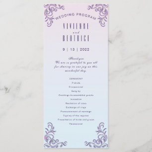 Boho lilac decorative lesbian wedding program