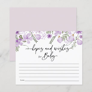Boho Lilac Flowers Hopes & Wishes Baby Shower Card