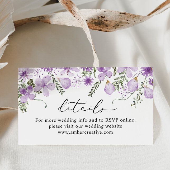 Boho Lilac Mariage Site Web Détails Carte de boîti (Créateur téléchargé)