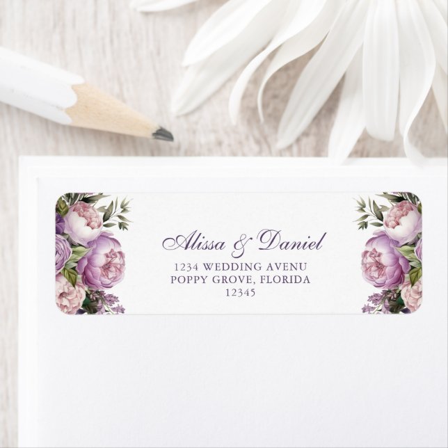 Boho Lilac Peonies Adresse de retour (En situation)
