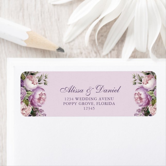 Boho Lilac Peonies Adresse de retour (En situation)