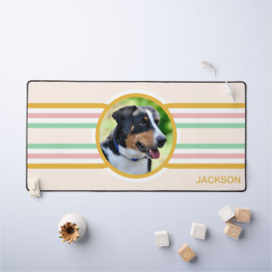 Boho Line Art Dog Photo Desk Mat