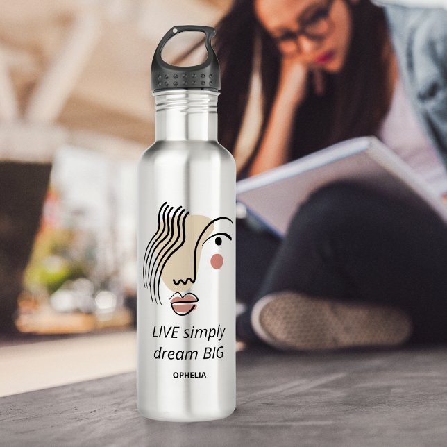 Boho Line Art Face Live Simply Dream Big Name 710 Ml Water Bottle (Creator Uploaded)