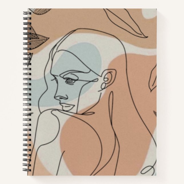 Boho line art woman notebook (Front)