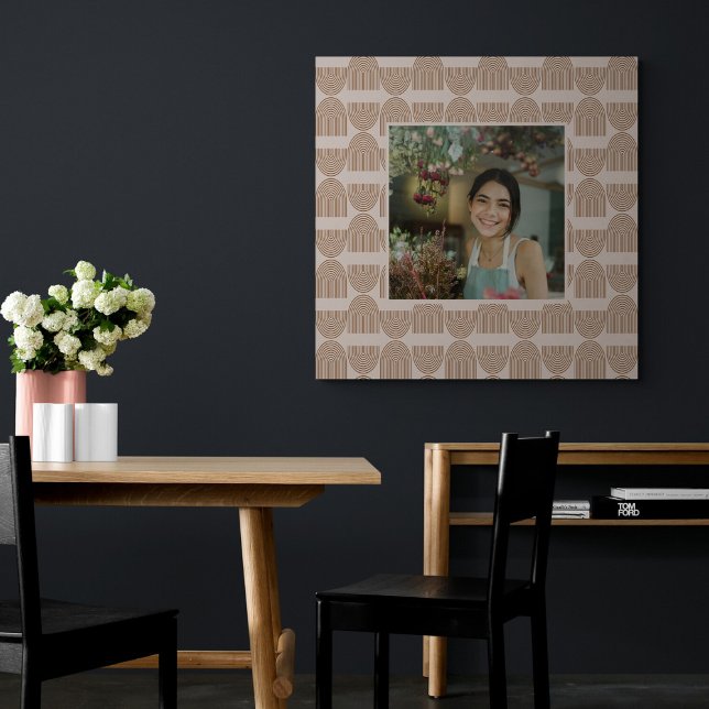 Boho Line Pattern in Terracotta Custom Photo Frame Canvas Print (Creator Uploaded)