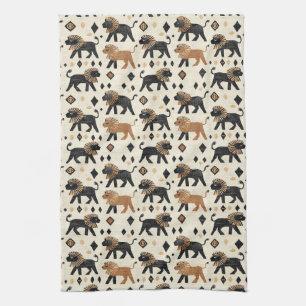Boho Lion Tribal Safari Pattern Kitchen Towel