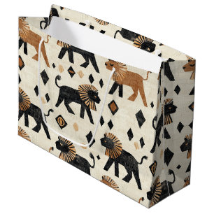 Boho Lion Tribal Safari Pattern Large Gift Bag