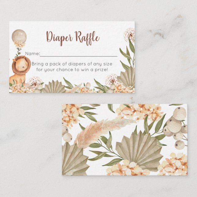 Boho Lion watercolor Diaper Receipt Card (Front/Back)