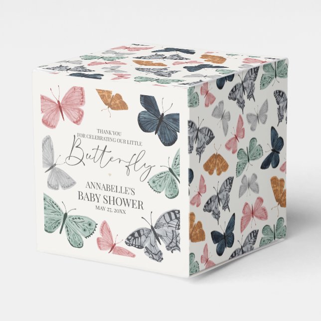 Boho Little Butterfly Baby Shower Favor Box (Front Side)