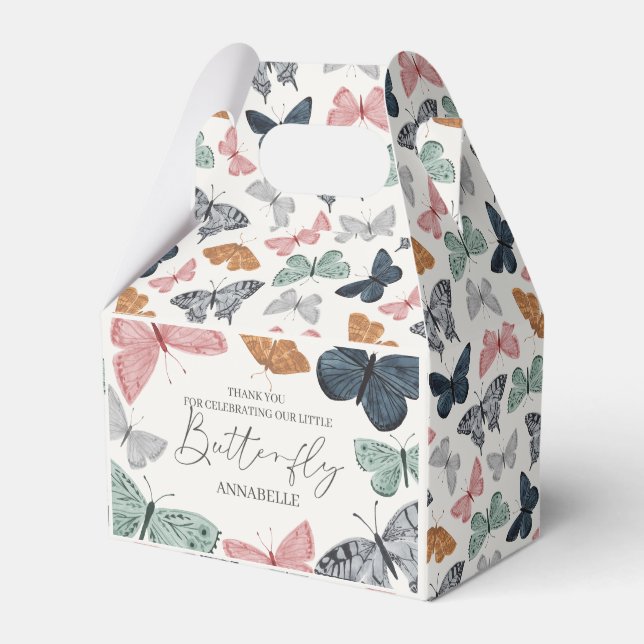 Boho Little Butterfly Baby Shower or Birthday Favor Box (Front Side)
