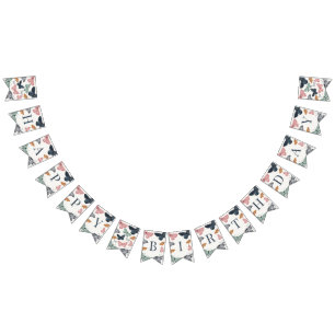 Boho Little Butterfly Happy Birthday Bunting Flags