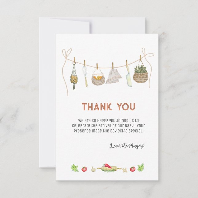 Boho Little Chef Baby shower Carte de remerciement (Devant)