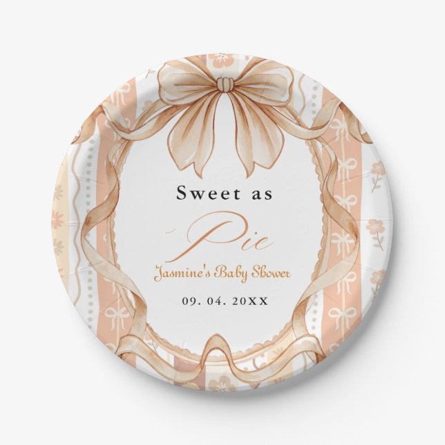 Boho Little Cutie Pie Thanksgiving Baby Shower Paper Plate (Front)