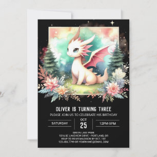 Boho Little Dragon Birthday Invitation