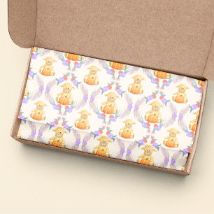 Boho Little Lamb Pumpkin Watercolor Baby Shower Tissue Paper