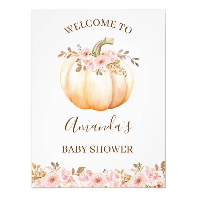 Boho Little Pumpkin Baby Shower Welcome Sign (Front)