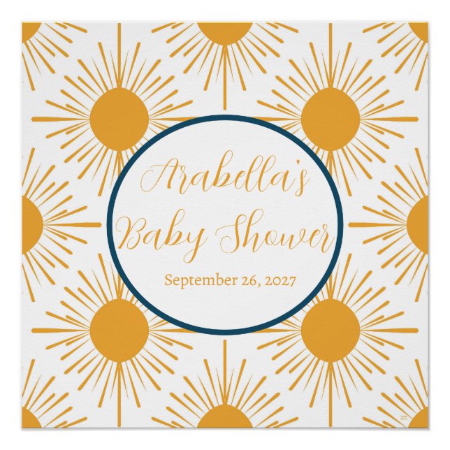 Boho Little Ray of Sun Neutral Baby Shower  Poster (Front)
