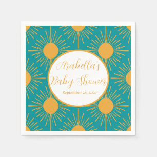Boho Little Ray of Sun Turquoise Baby Shower  Napkin