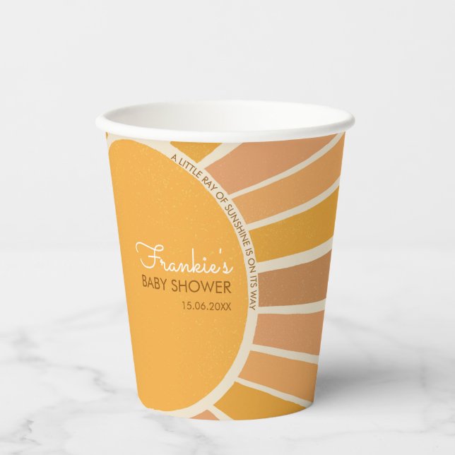 Boho Little ray of Sunshine Baby Shower  Paper Cups (Front)