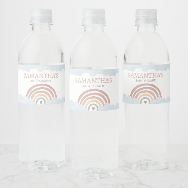 Boho Little Ray of Sunshine Baby Shower Water Bottle Label (Bottles)