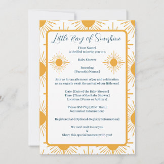 Boho Little Ray of Sunshine Neutral Baby Shower Invitation