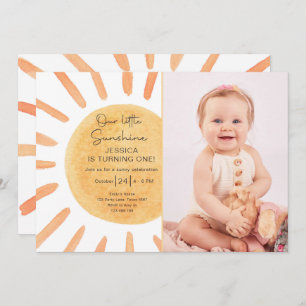Boho Little Sunshine 1er anniversaire Invitation S