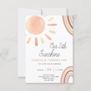 Boho Little Sunshine 1er Anniversaire Invitation S