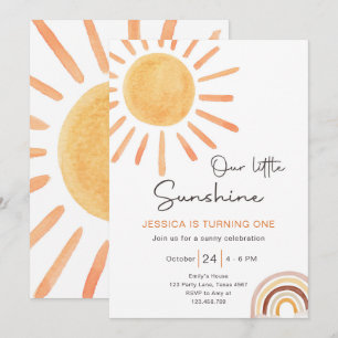 Boho Little Sunshine 1er Anniversaire Invitation S