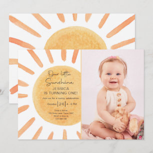 Boho Little Sunshine 1st Birthday Invite Sun
