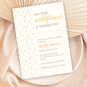 Boho Little Wildflower 1st Birthday Party Invitation