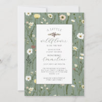 Boho Little Wildflower Girl Baby Shower Invitation