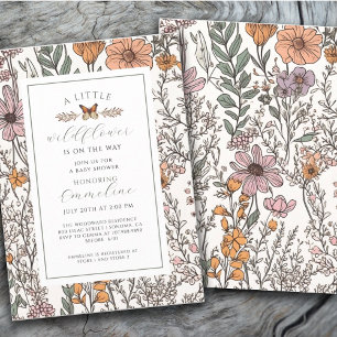 Boho Little Wildflower Girl Baby Shower Invitation