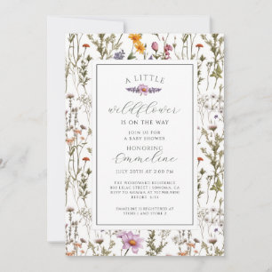 Boho Little Wildflower Girl Baby Shower Invitation