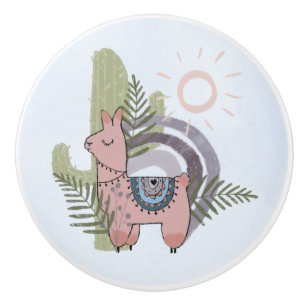 Boho Llama Ceramic Knob