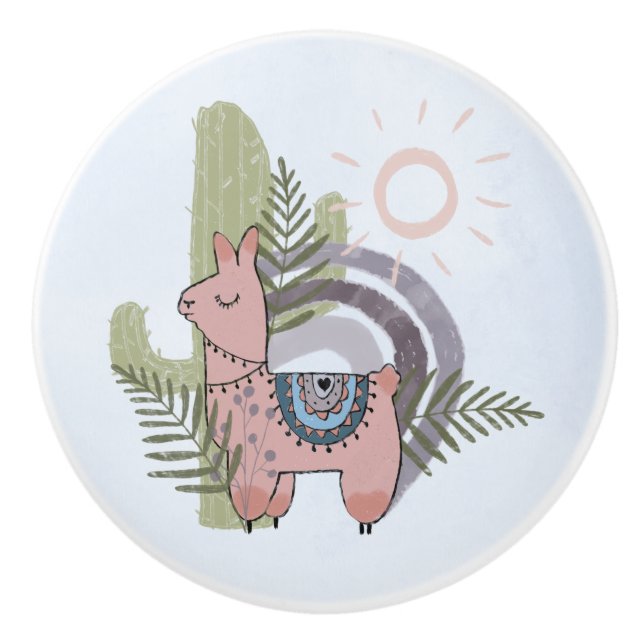 Boho Llama Ceramic Knob (Front)