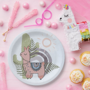 Boho Llama Paper Plate