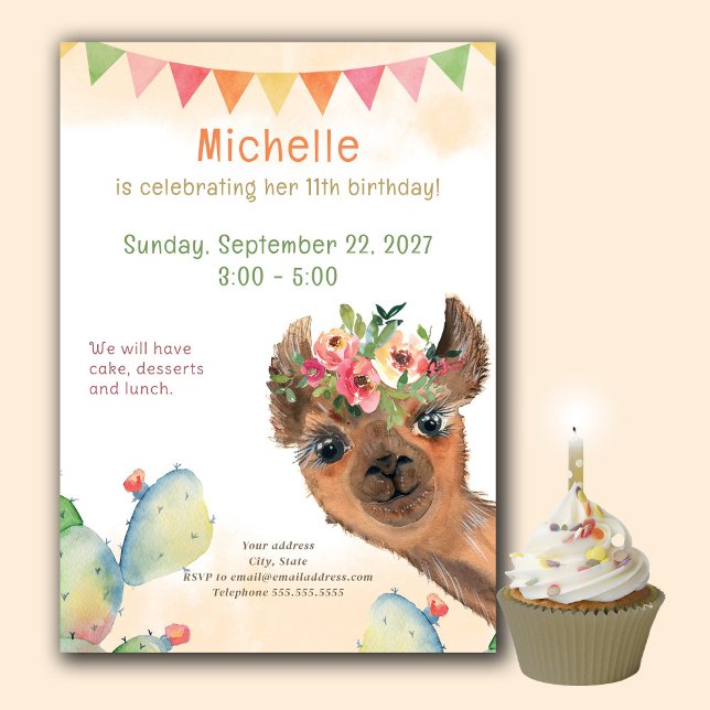 Boho LLama Retro Birthday Invitation (Creator Uploaded)